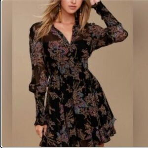 NWOT  Free People Mini Dress OB677093 Black Combo Multi Size S
